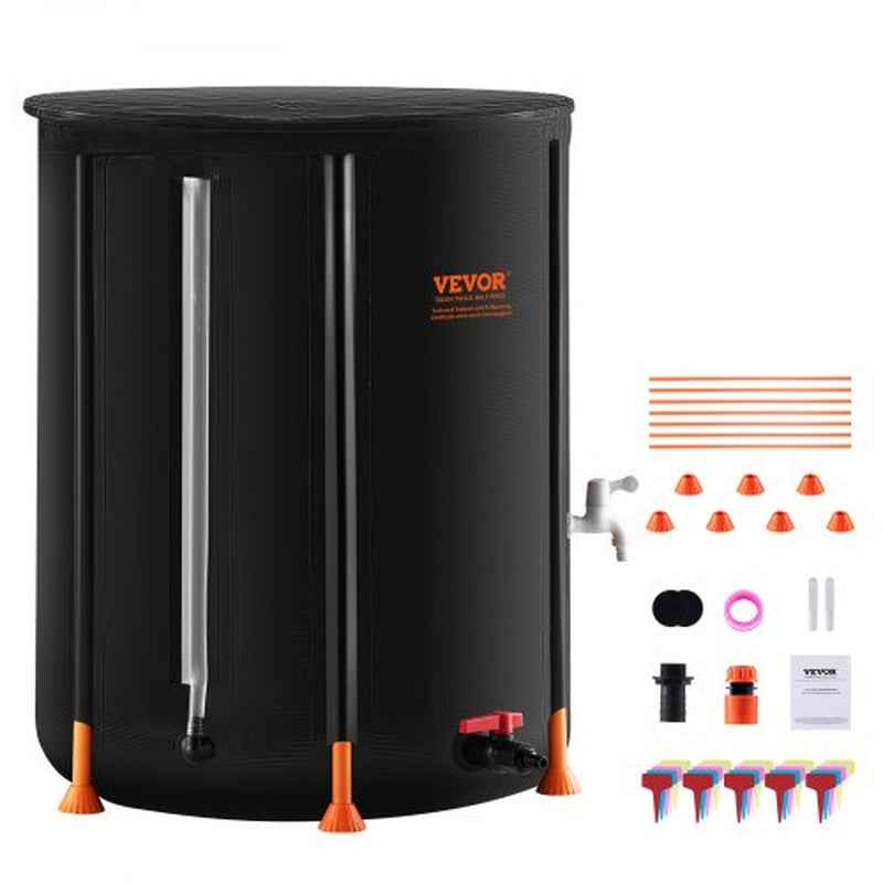 Foldable 100 Gallon Rain Barrel with Water Level Indicator, & Easy-drain Faucet