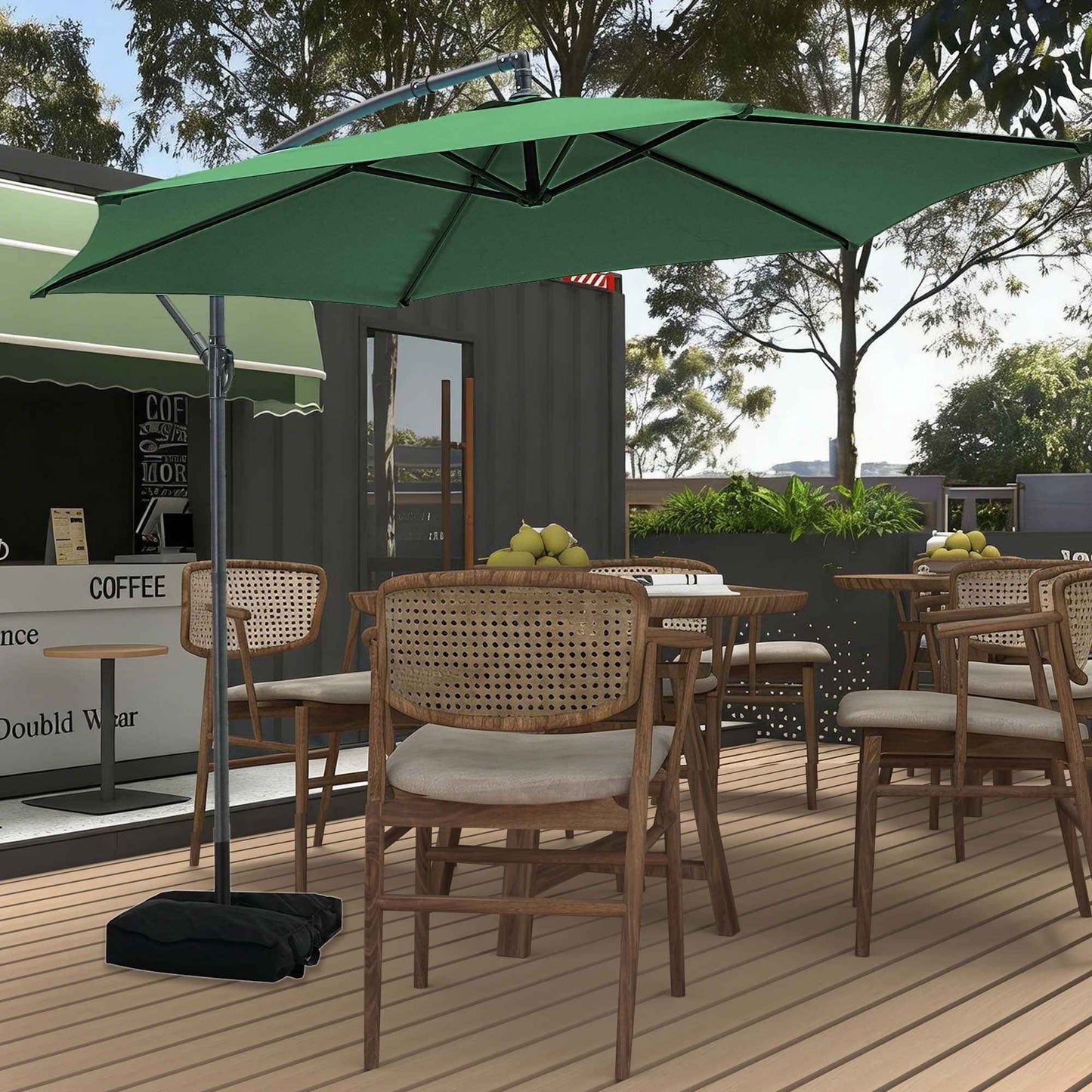 10FT Cantilever Umbrellas, Hanging Offset Patio Umbrella with Base
