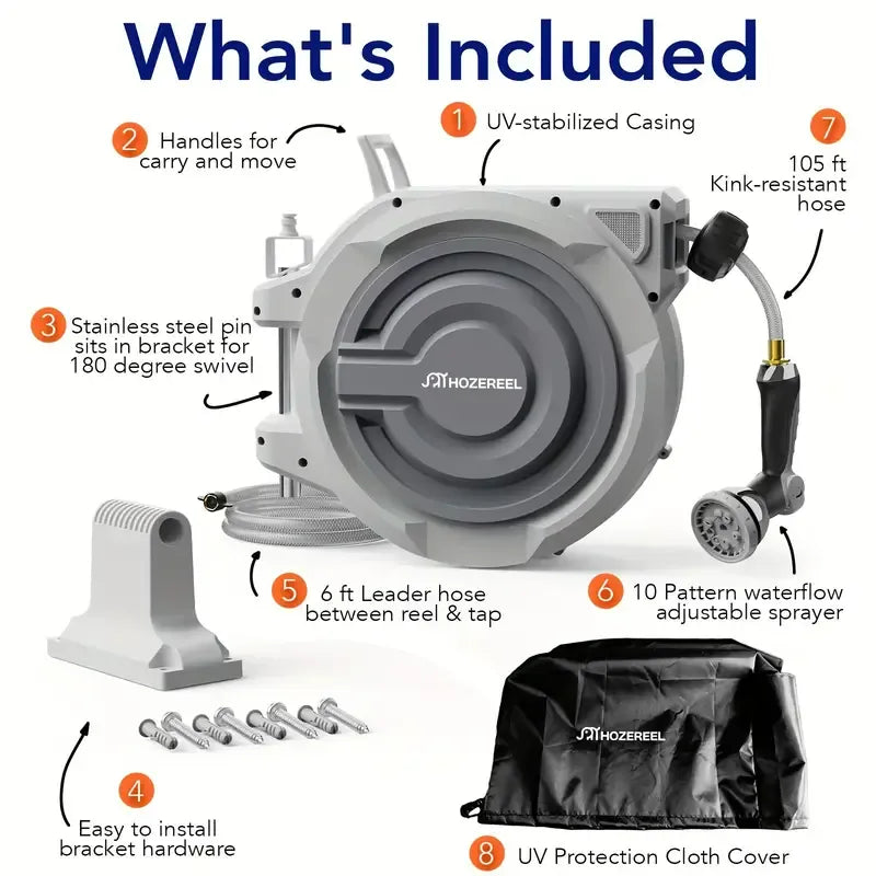 110 Ft Retractable Garden Hose Reel