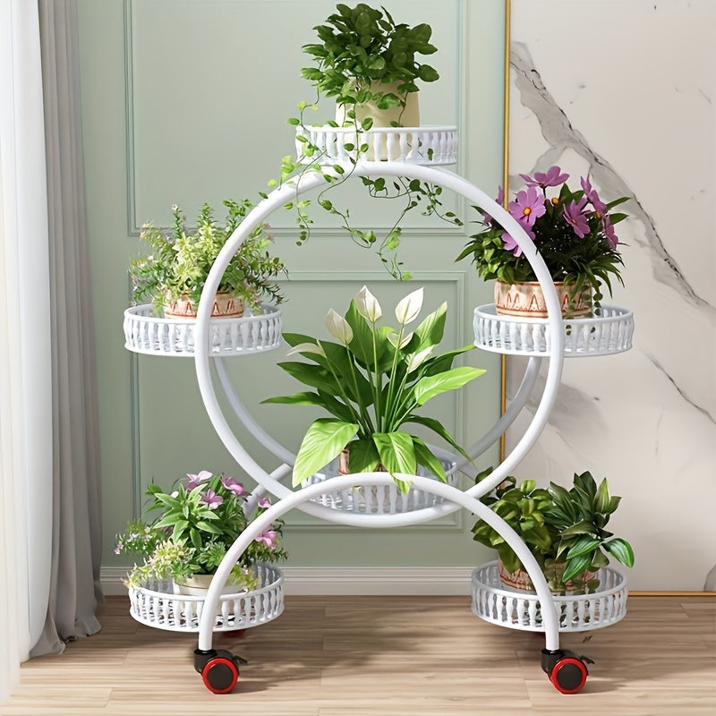 Round Plant Stands Indoor, Black, White & Copper