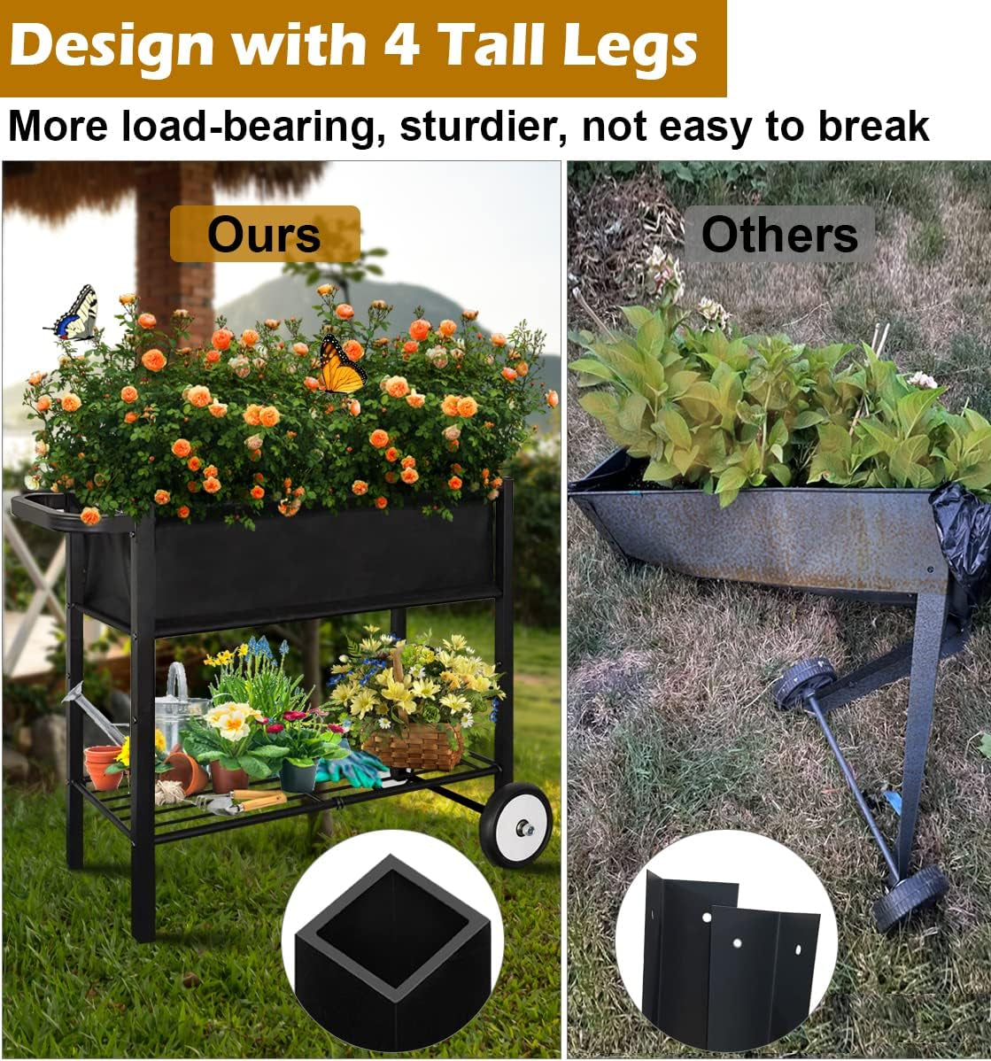 Raised Garden Bed with Wheels