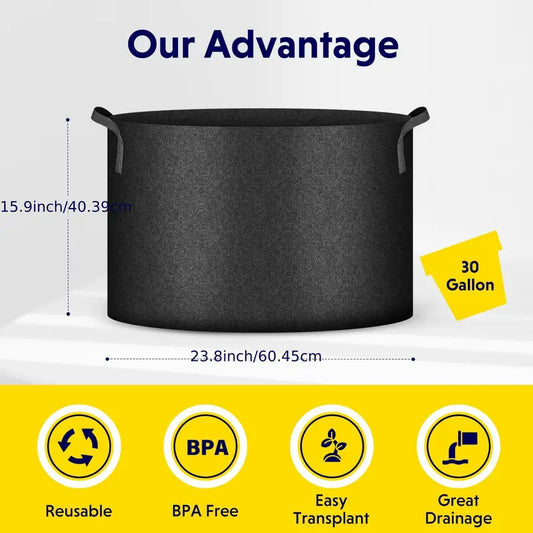 12 Pcs 30 Gallon Grow Bags