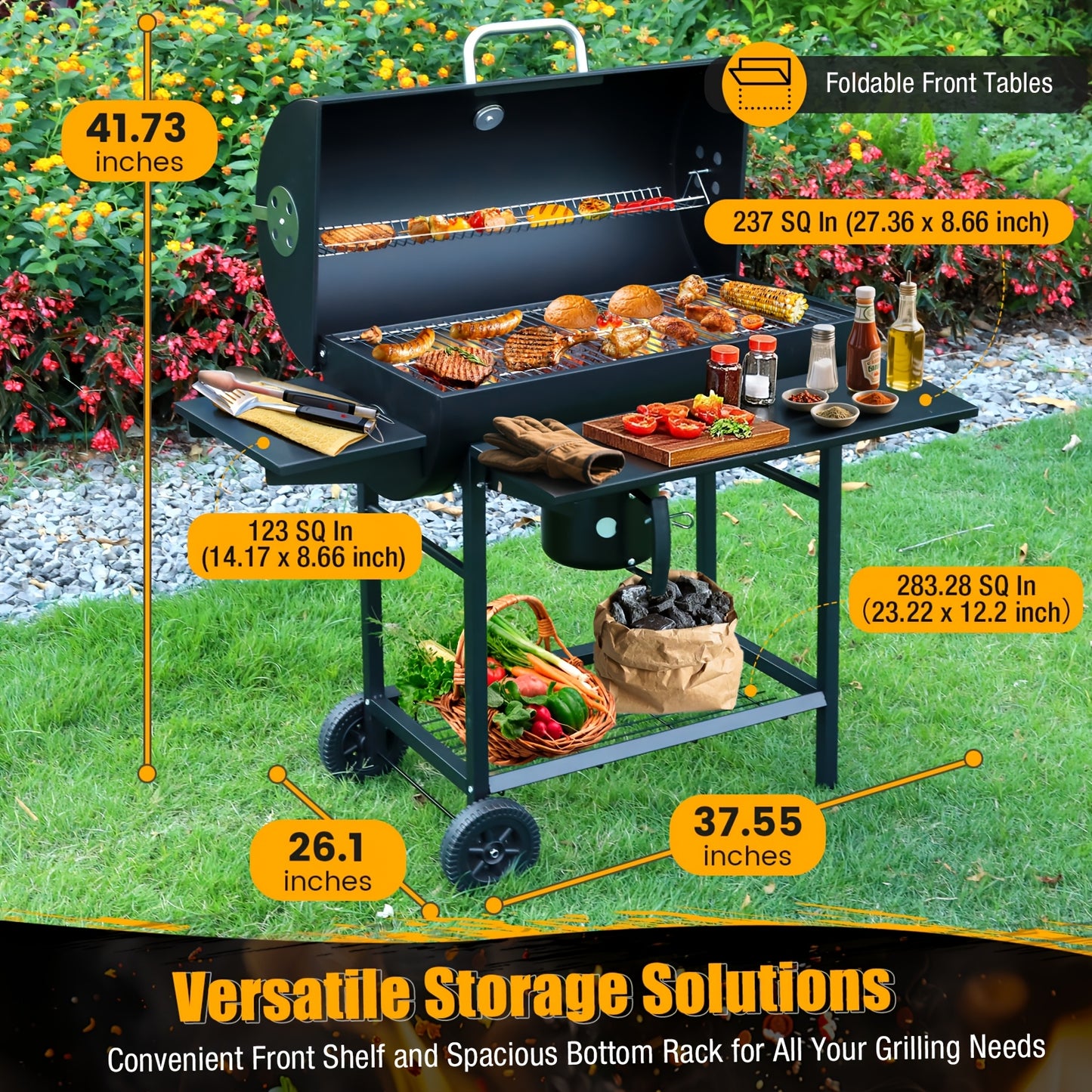 Charcoal BBQ Grill with Smoker