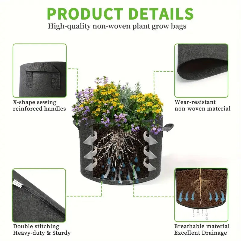 6 Pcs 30 Gallon Grow Bags