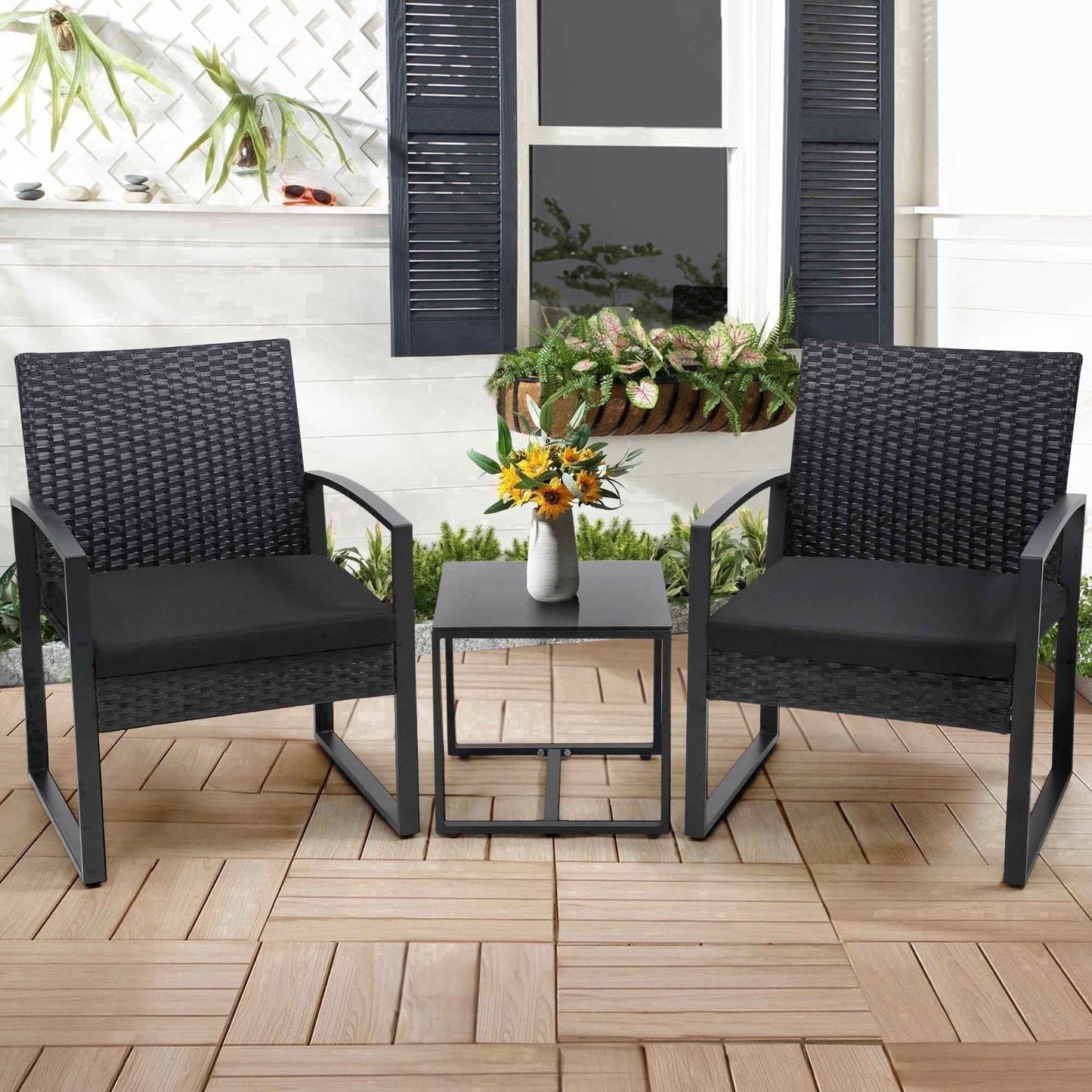 3 Piece Wicker Outdoor Rattan Furniture