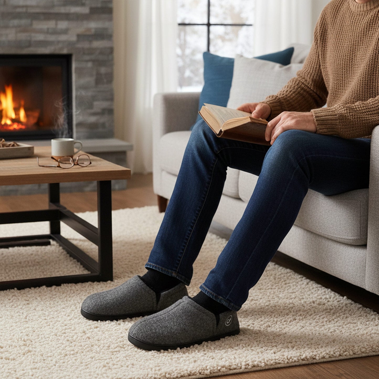 Mens Faux Fur Slippers