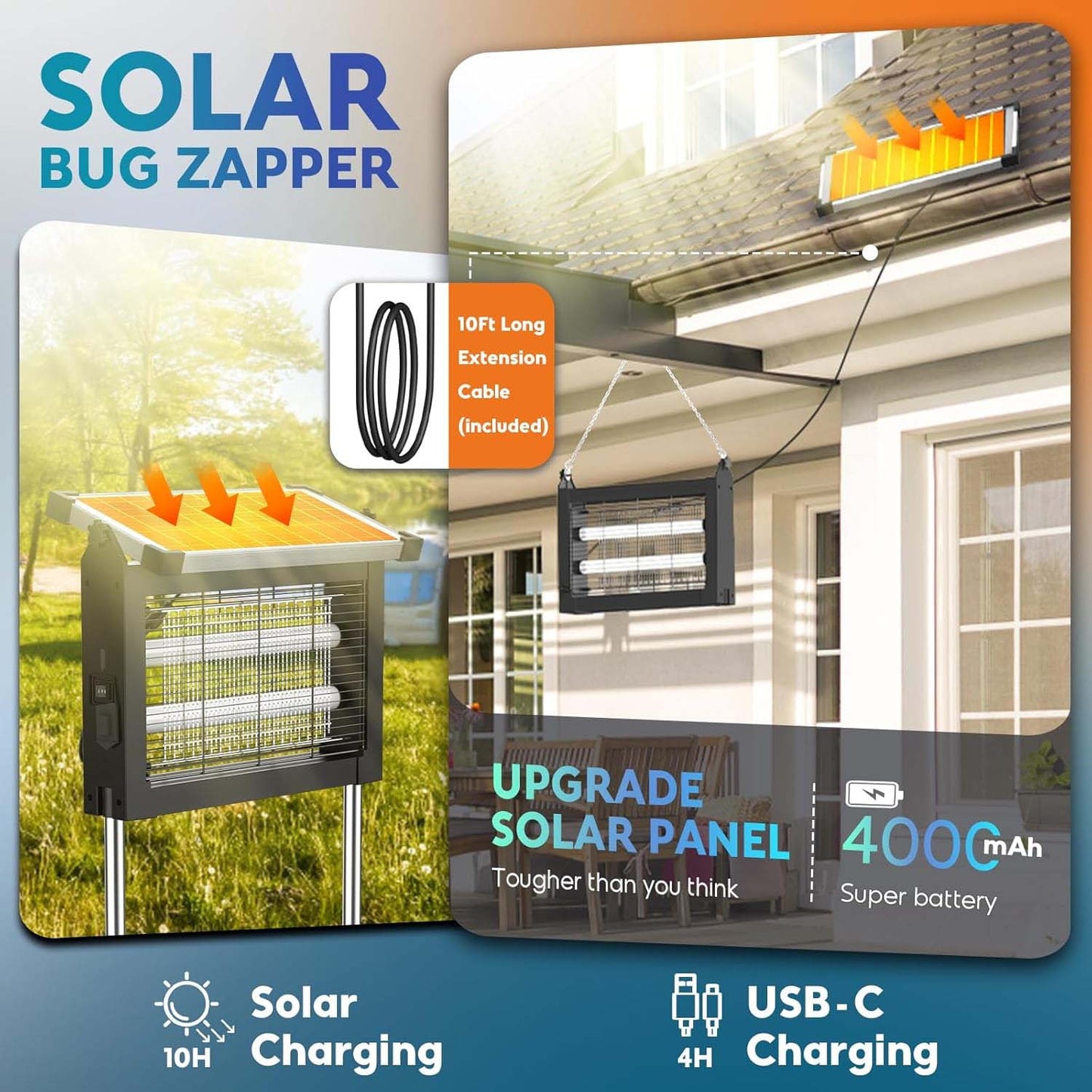 Large Solar Powered Bug Zapper