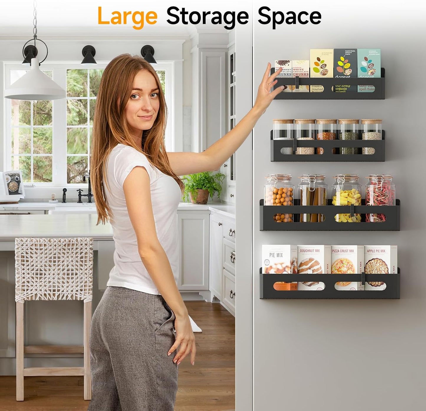 4 Pack Magnetic Spice Rack for Refrigerator
