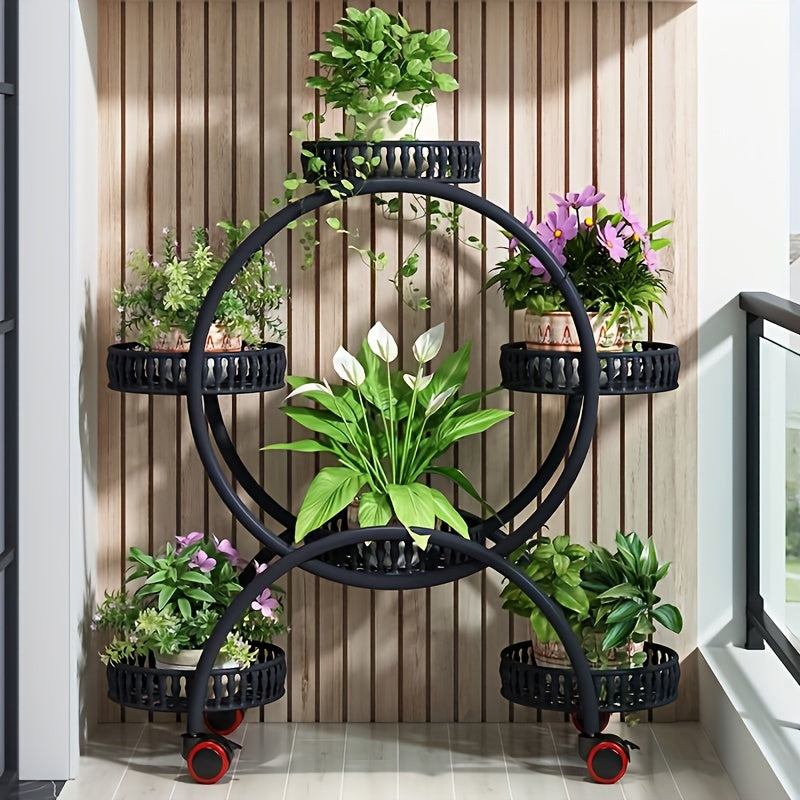 Round Plant Stands Indoor, Black, White & Copper