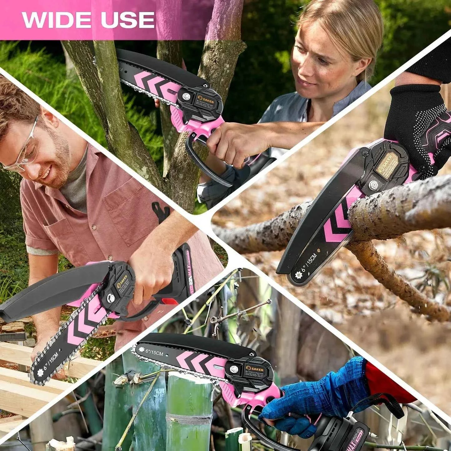 6-Inch Electric Mini Chainsaw Pink