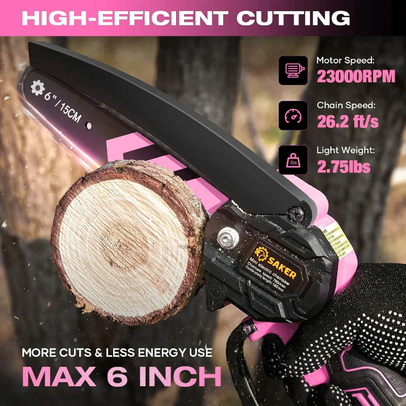 6-Inch Electric Mini Chainsaw Pink