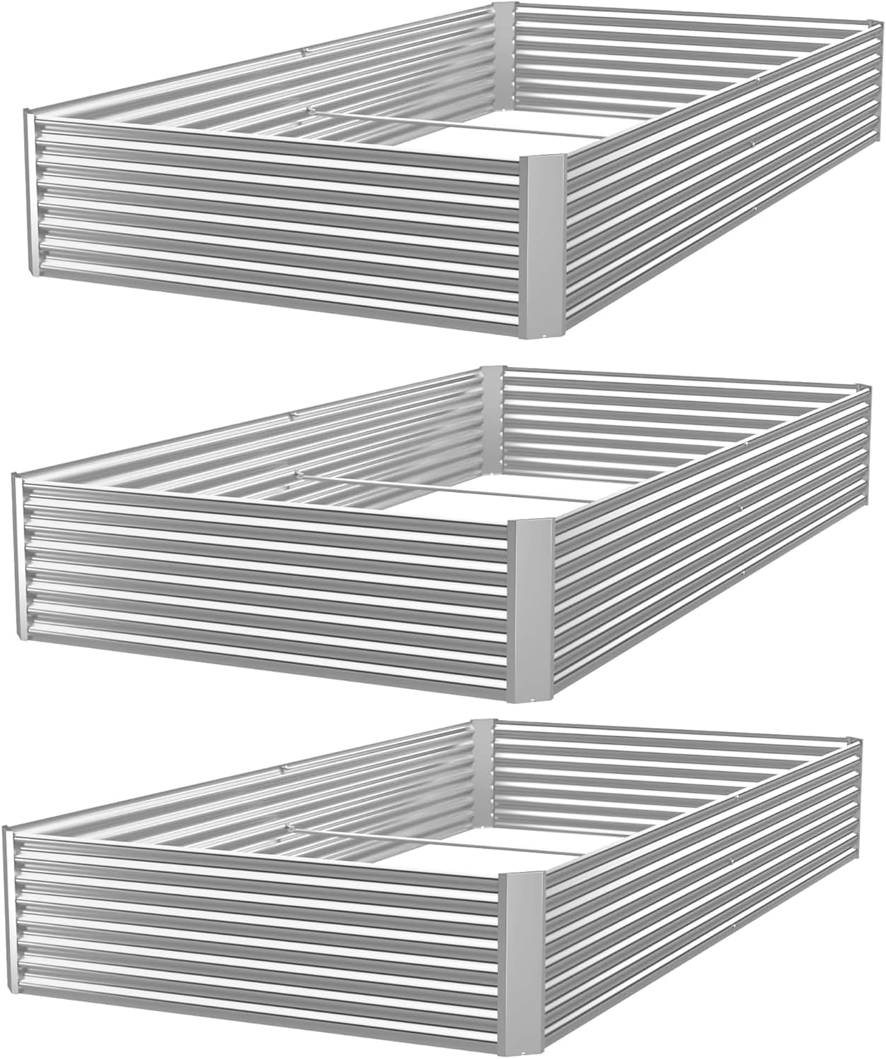 OZMSHF 3 Pack Raised Beds for Gardening, Corrugated Galvanized Steel Raised Garden Bed, Outdoor Metal Above Ground Garden Bed for Vegetables and Flowers-36x18Inch