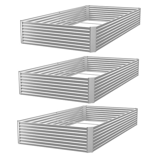 OZMSHF 3 Pack Raised Beds for Gardening, Corrugated Galvanized Steel Raised Garden Bed, Outdoor Metal Above Ground Garden Bed for Vegetables and Flowers-36x18Inch