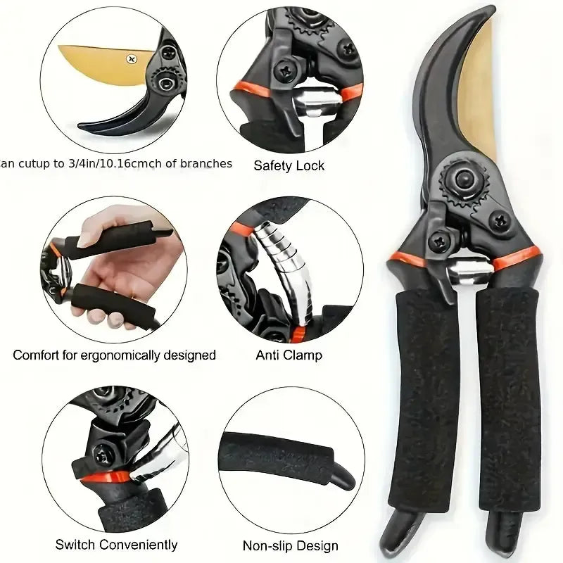 2 Pcs Professional Titanium Bypass Pruning Shears