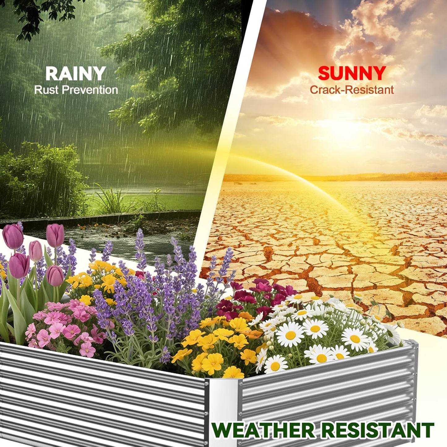 OZMSHF 3 Pack Raised Beds for Gardening, Corrugated Galvanized Steel Raised Garden Bed, Outdoor Metal Above Ground Garden Bed for Vegetables and Flowers-36x18Inch