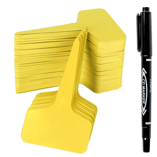 Plant Labels 200Pcs 4 InchT-Type Plant Name Tags Garden Seed Labels Markers Plastic Tag for Outdoor Waterproof Plant Label Stakes with Permanent Marking Pen