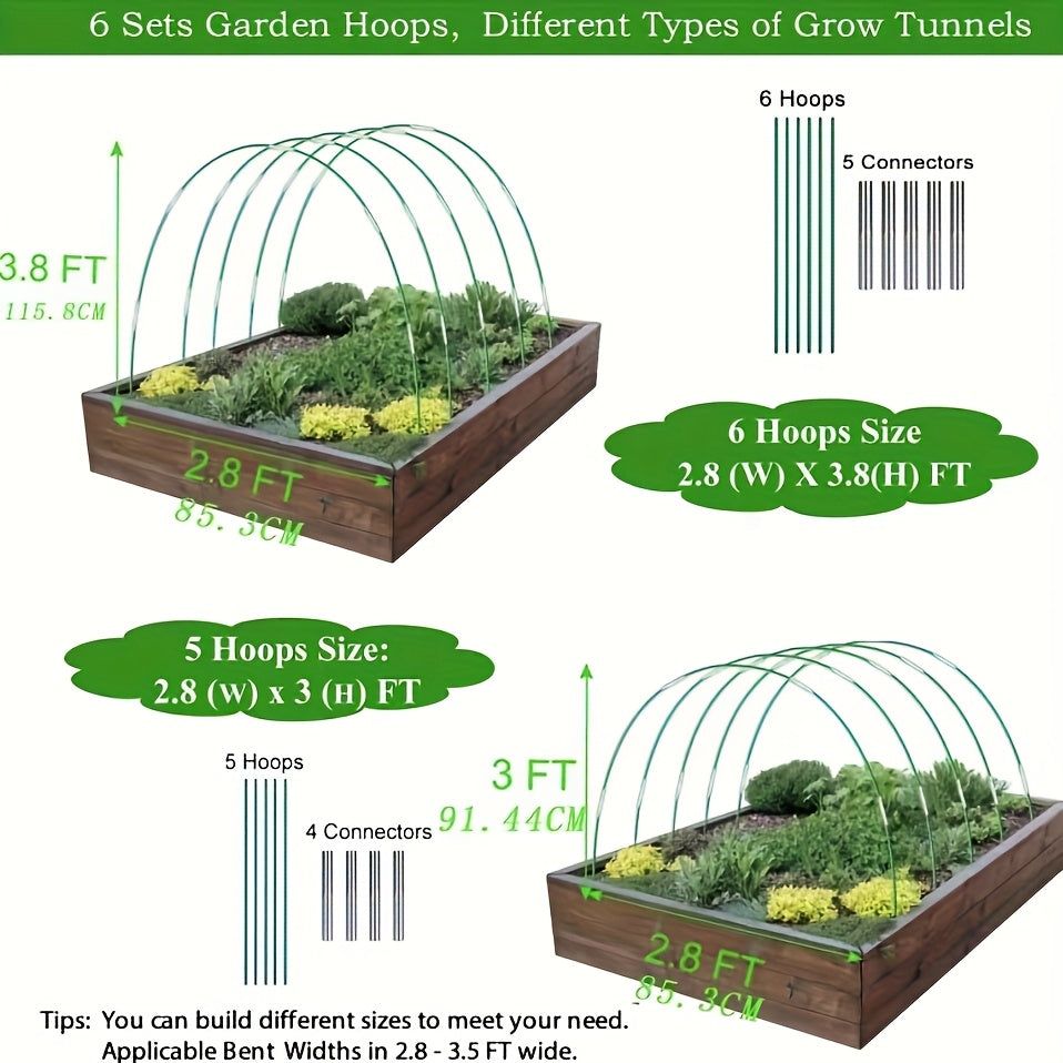 25/50 Pcs Rust-Free Fiberglass Garden Hoops