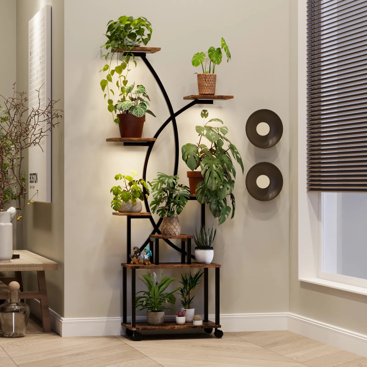 8 Tier Indoor Plant Stand with Grow Lights