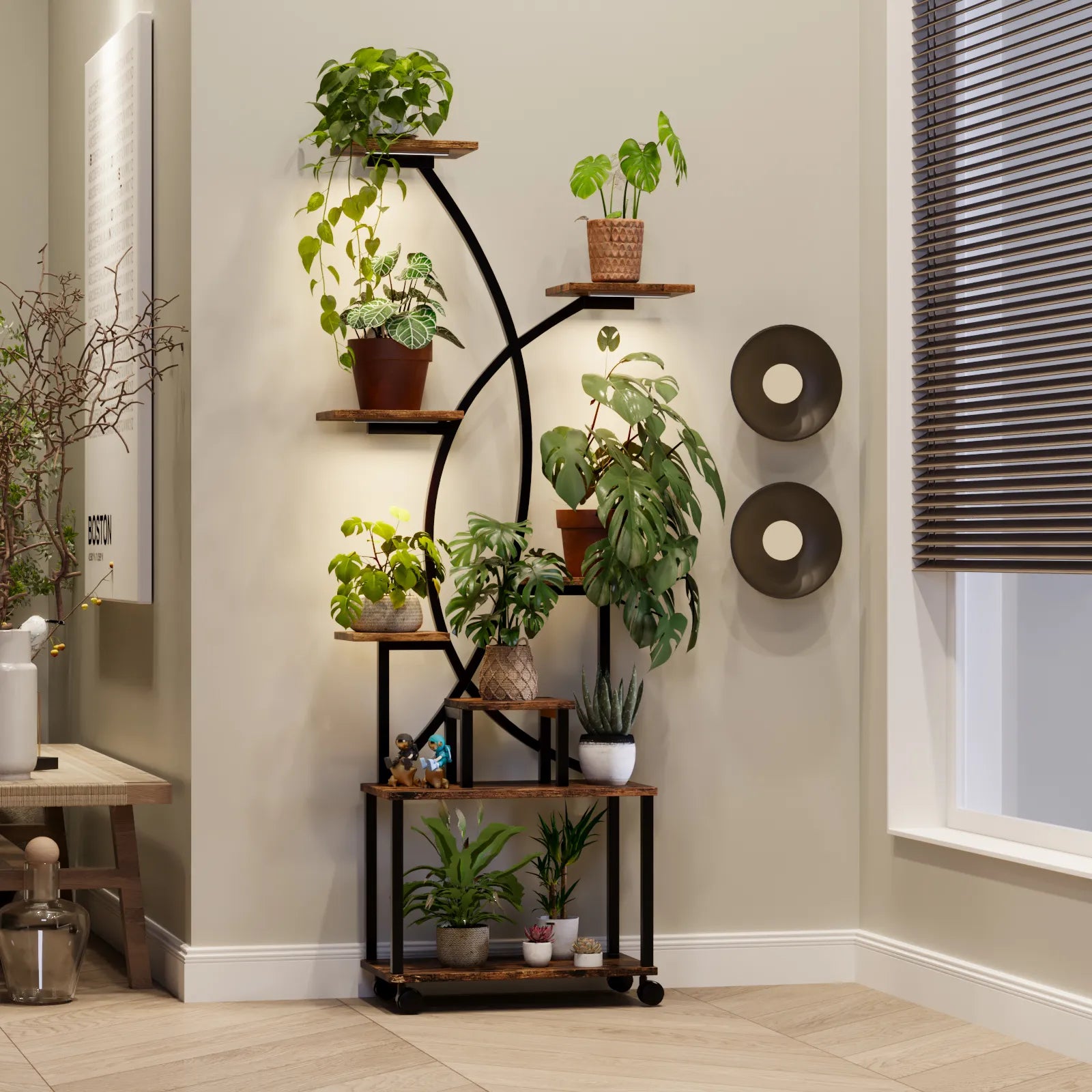 8 Tier Indoor Plant Stand with Grow Lights