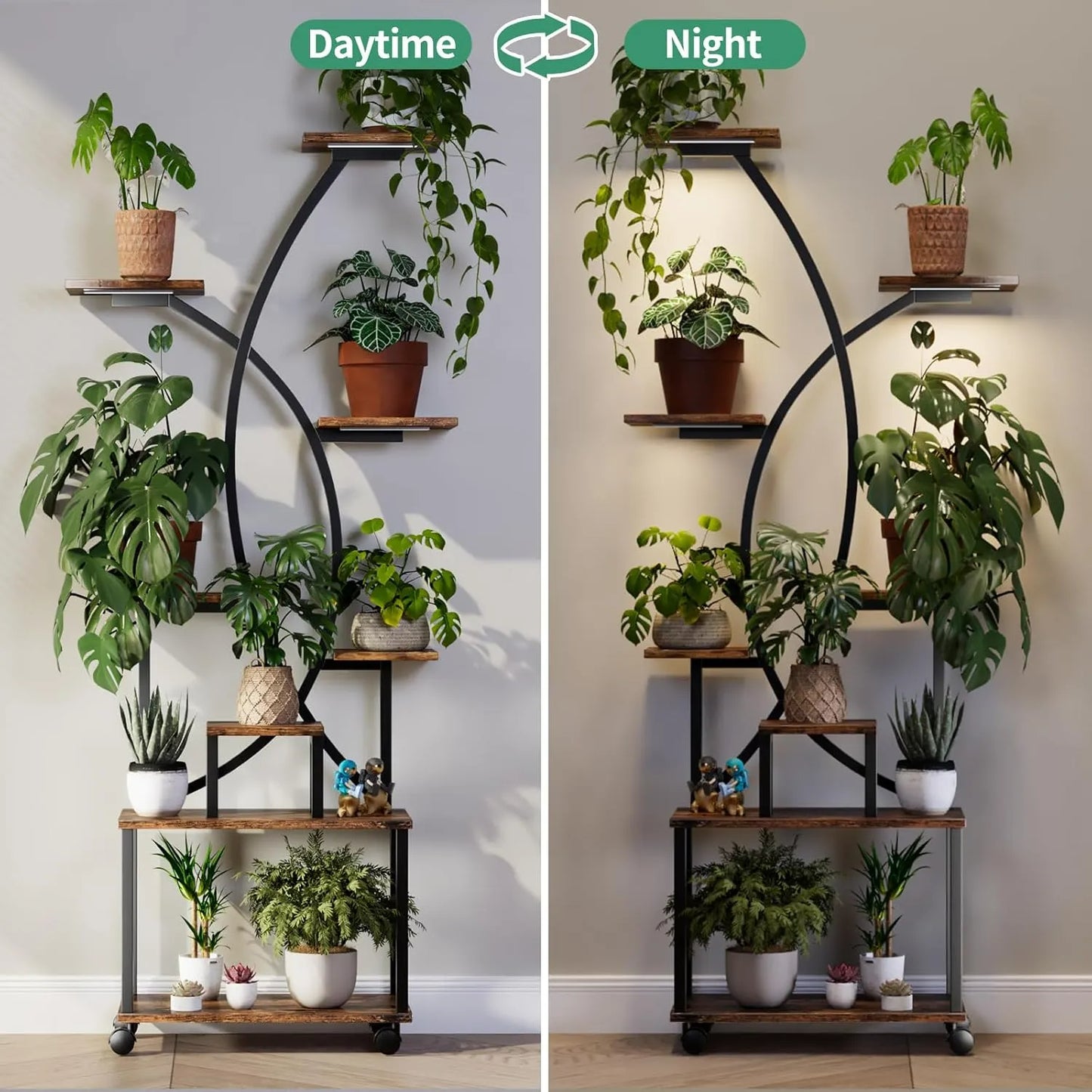 8 Tier Indoor Plant Stand with Grow Lights