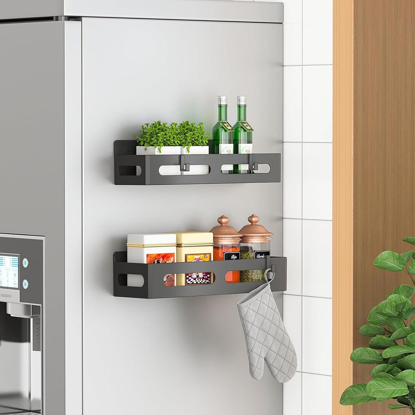 4 Pack Magnetic Spice Rack for Refrigerator