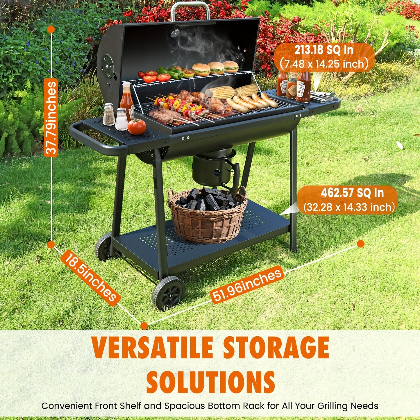 Charcoal BBQ Grill with Smoker