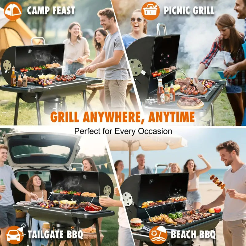 Charcoal BBQ Grill with Smoker