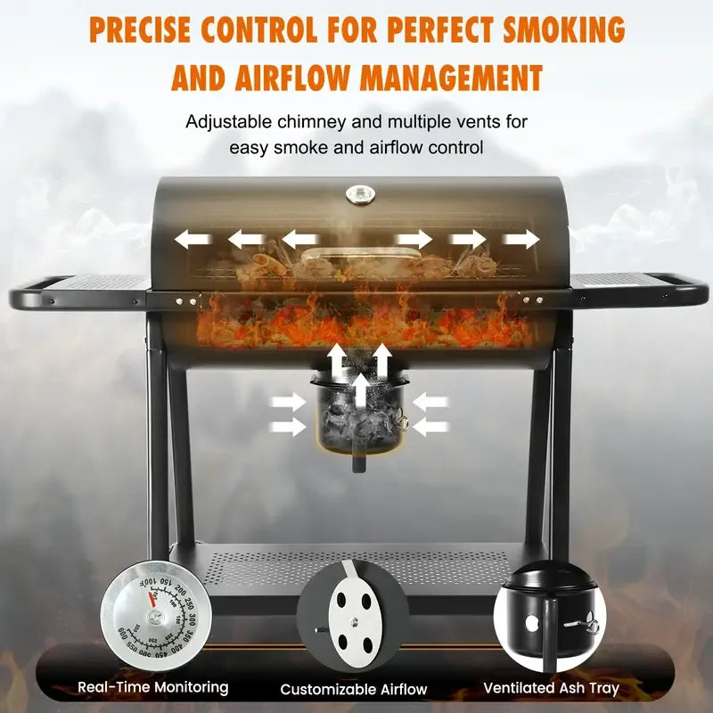 Charcoal BBQ Grill with Smoker