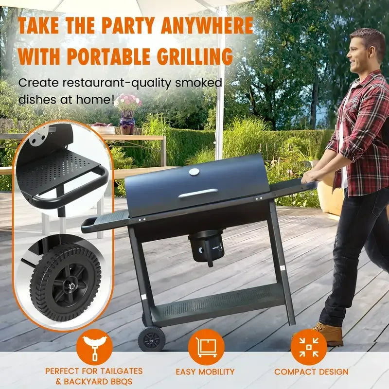 Charcoal BBQ Grill with Smoker