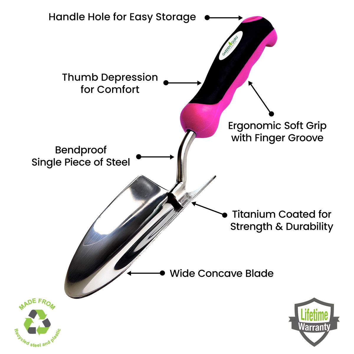 Stainless Steel Garden Trowel Pink