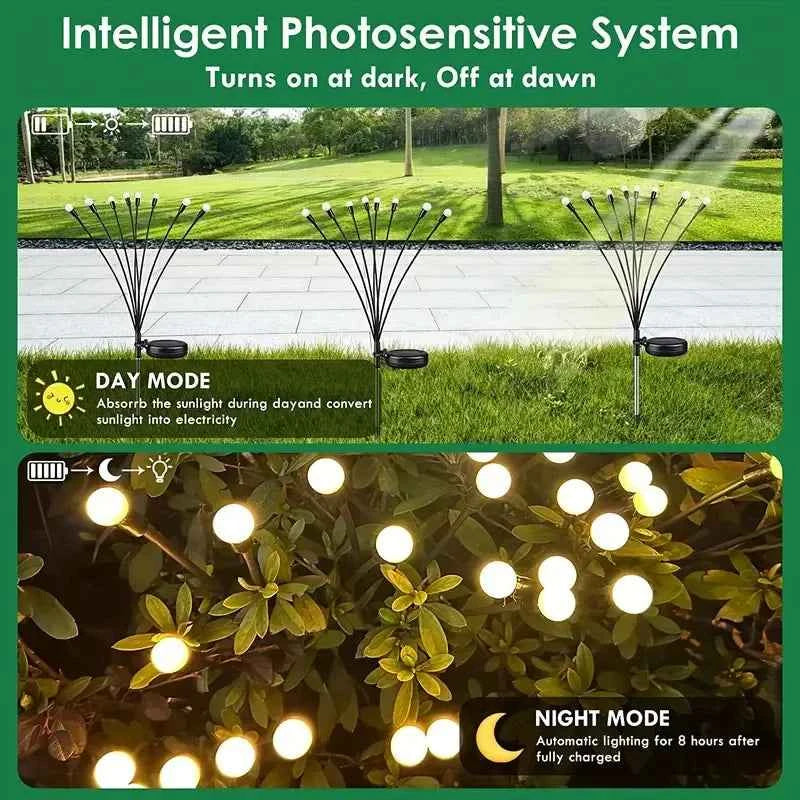 4-Packs Solar Powered Firefly Garden Lights