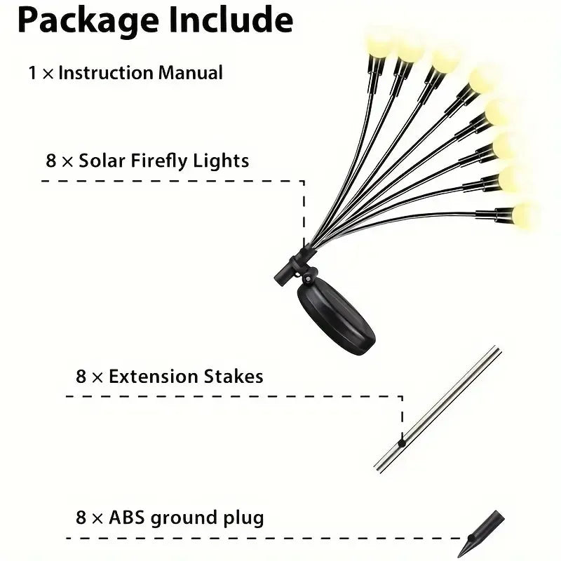 4-Packs Solar Powered Firefly Garden Lights