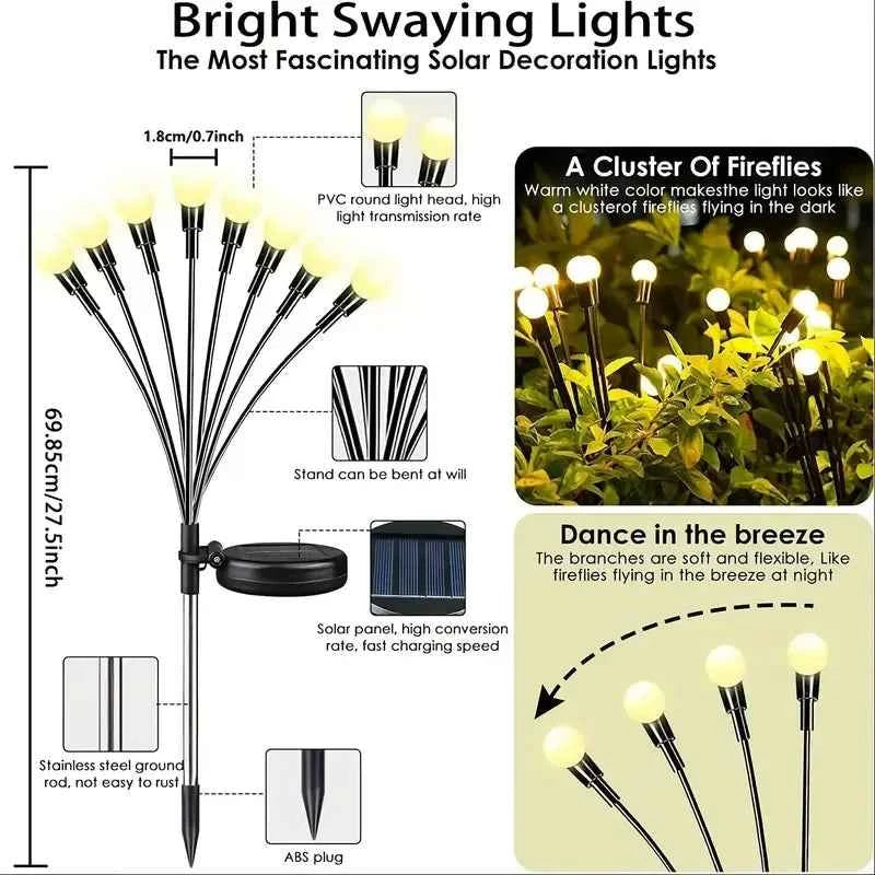 4-Packs Solar Powered Firefly Garden Lights