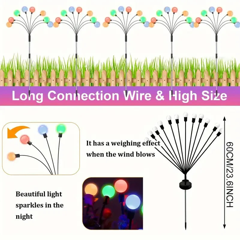 4-Packs Solar Powered Firefly Garden Lights