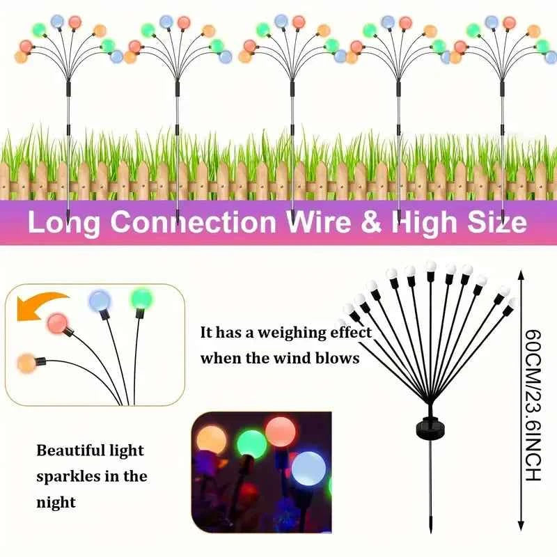 4-Packs Solar Powered Firefly Garden Lights