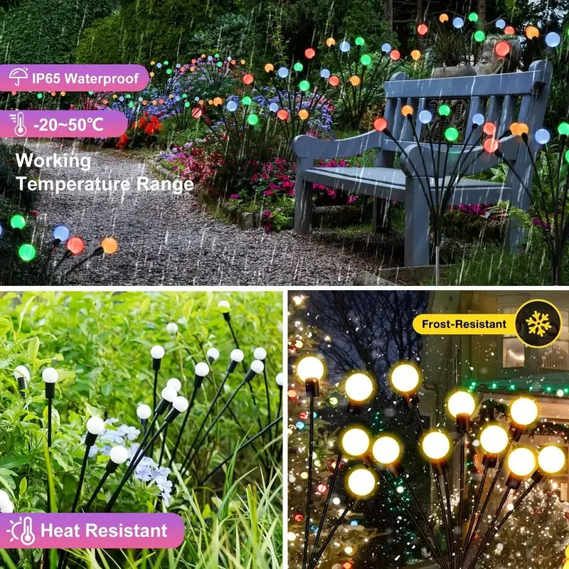 4-Packs Solar Powered Firefly Garden Lights