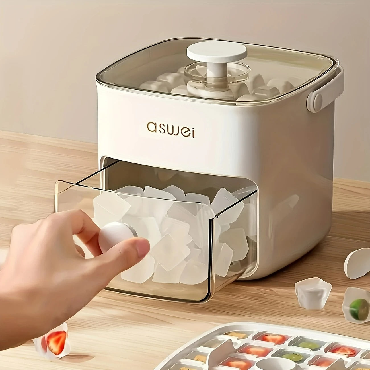 2 pcs Ice Molds with Easy Press Lid