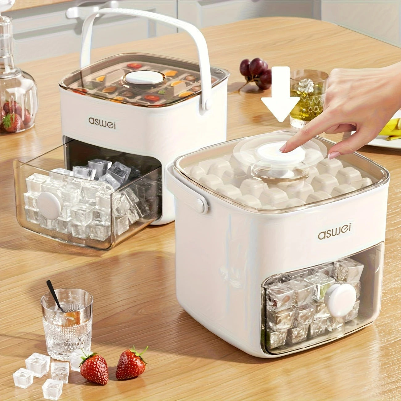 2 pcs Ice Molds with Easy Press Lid