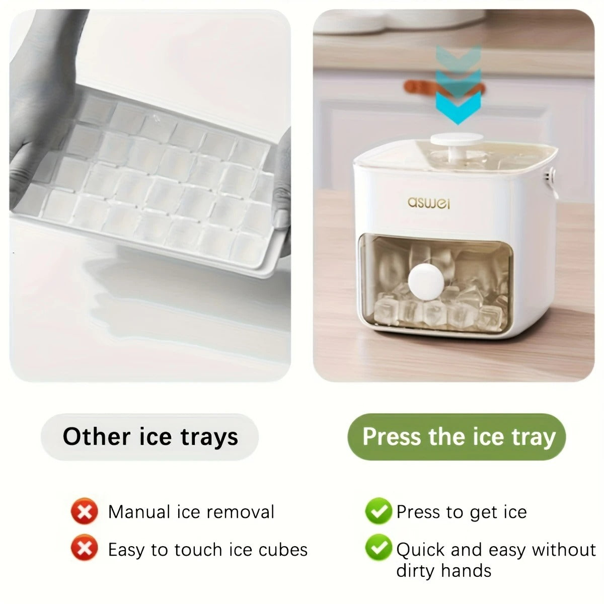 2 pcs Ice Molds with Easy Press Lid