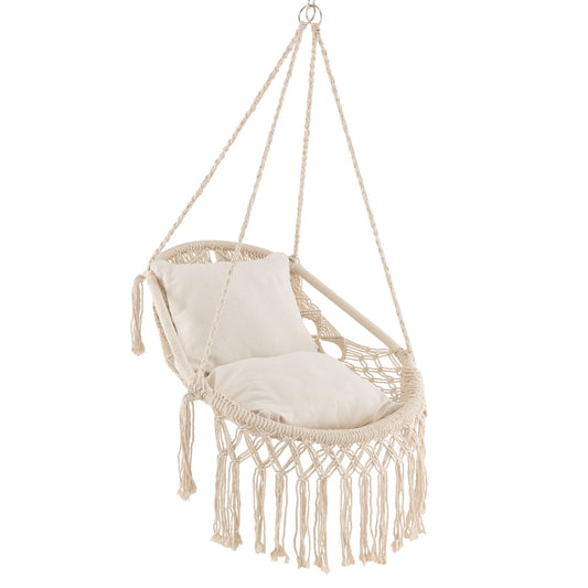 Hanging Hammock Chair with Soft Cushions and Sturdy Rope Chain