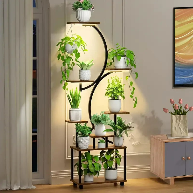 8 Tier Indoor Plant Stand with Grow Lights