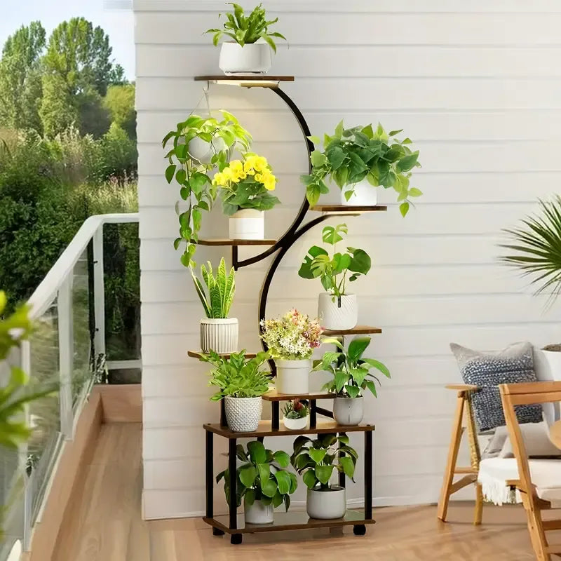 8 Tier Indoor Plant Stand with Grow Lights