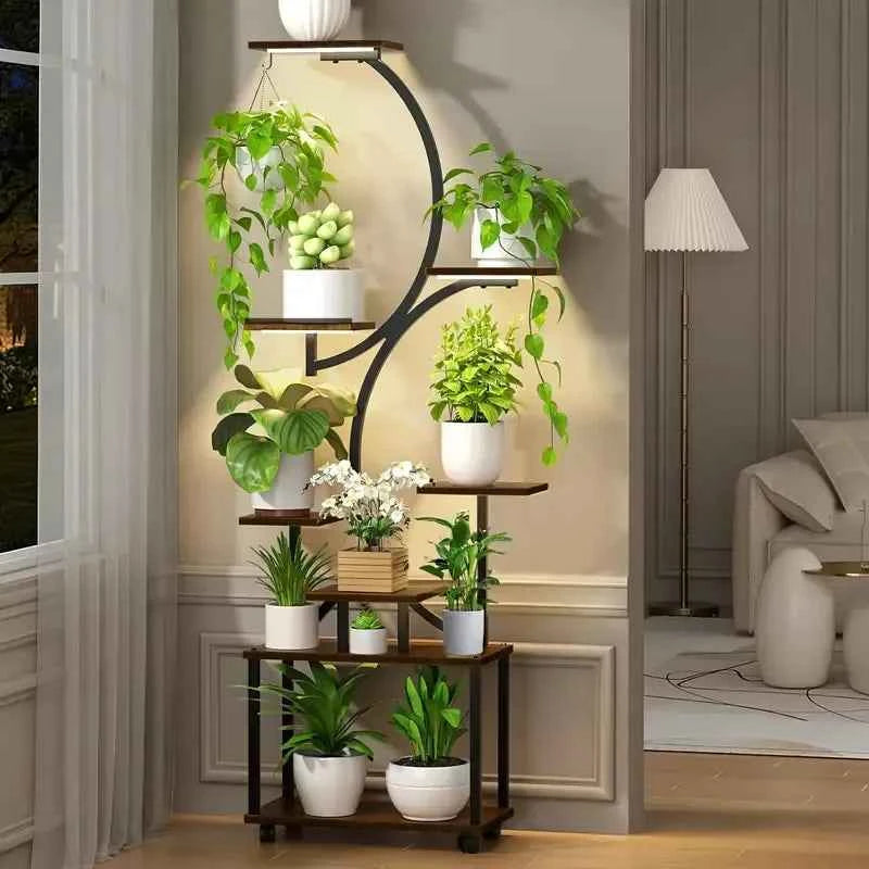 8 Tier Indoor Plant Stand with Grow Lights