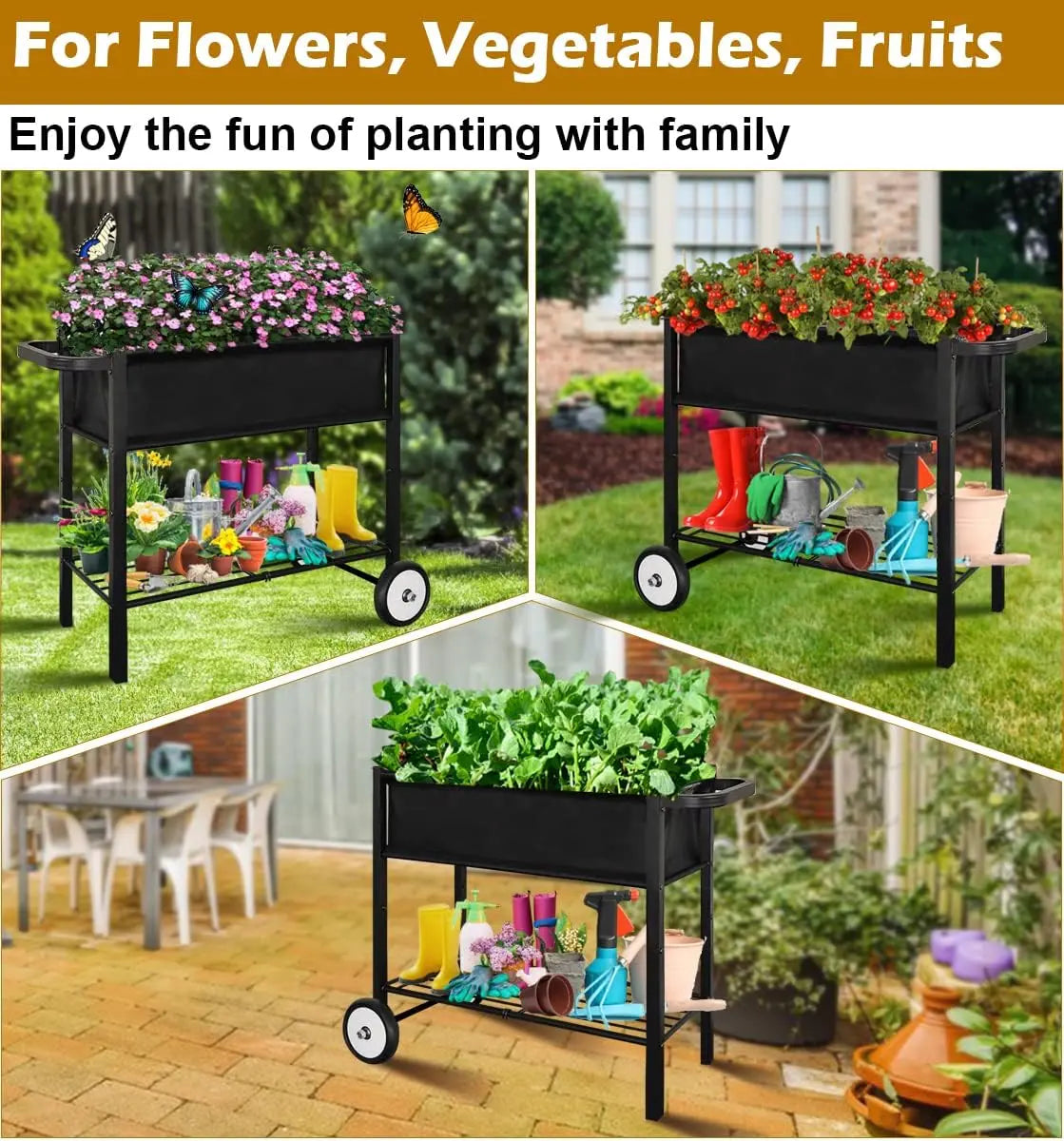 Raised Garden Bed with Wheels