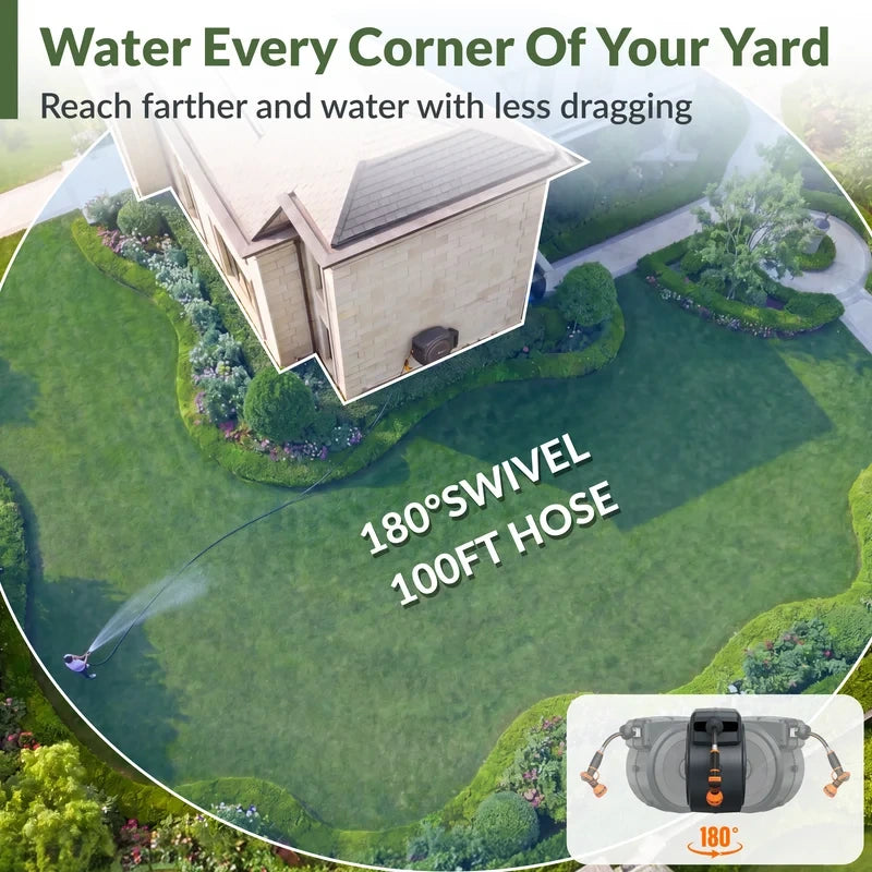 Retractable Garden Hose Reel 100 ft.