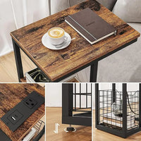 Upgraded C Shaped End Table with Charging Ports and Organizer