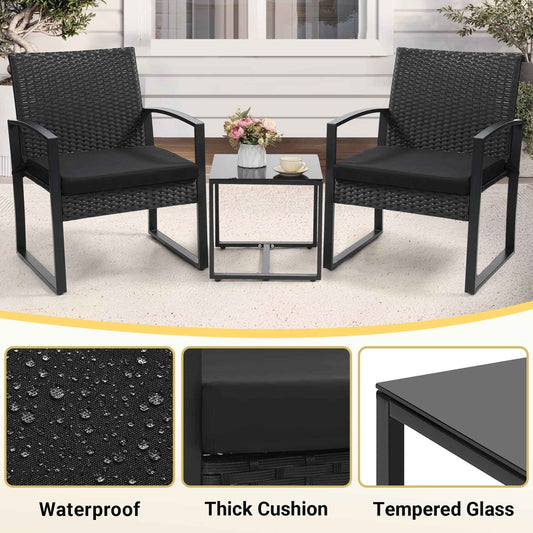 3 Piece Wicker Outdoor Rattan Furniture