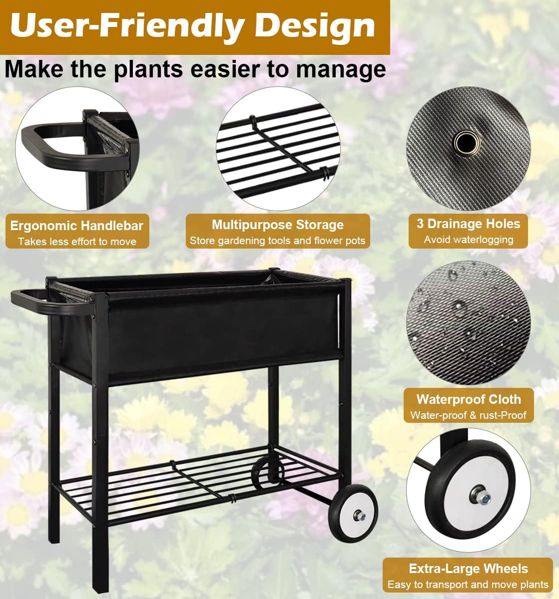 Raised Garden Bed with Wheels