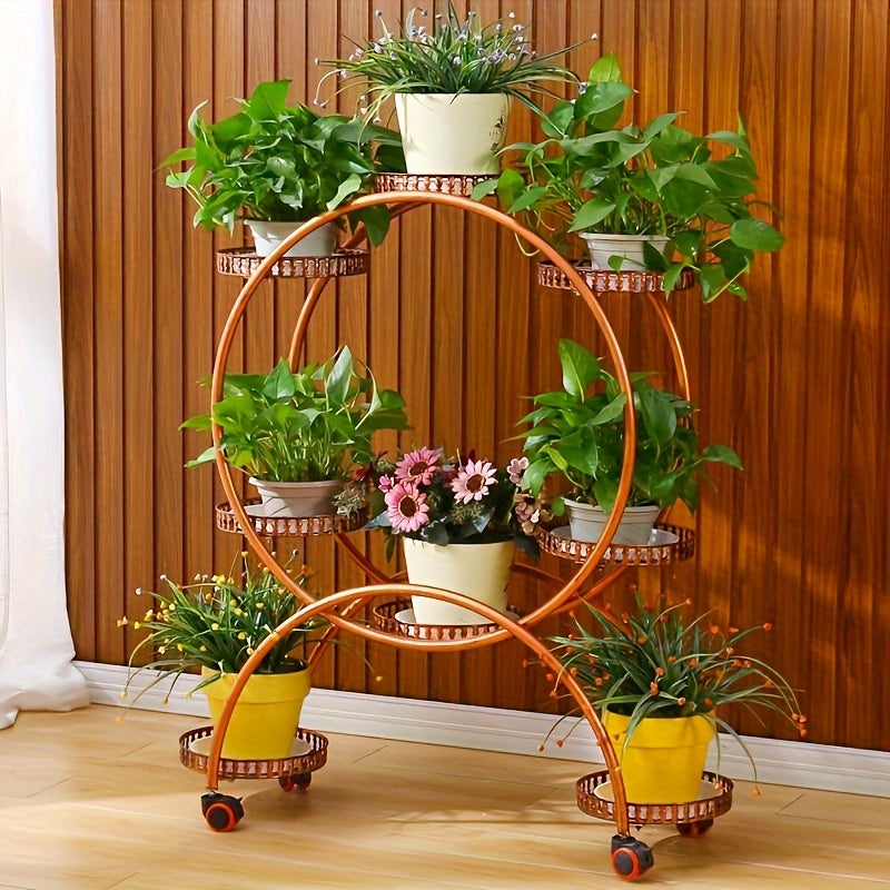 Round Plant Stands Indoor, Black, White & Copper