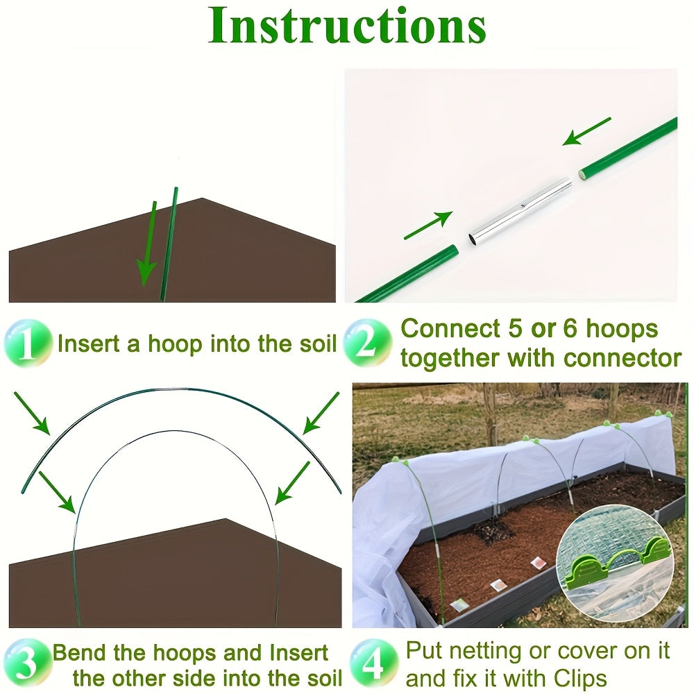 25/50 Pcs Rust-Free Fiberglass Garden Hoops